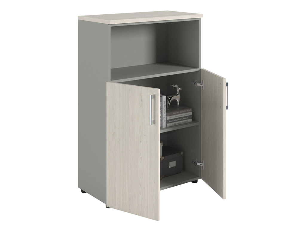 Шкаф NW 1280/2 полузакрытый белое дерево/серый